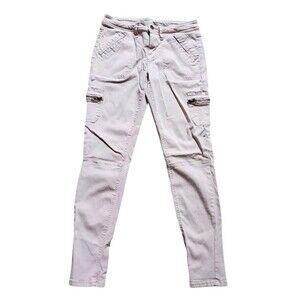Wassio Jeans Women 6 Cargo Pants Side Zip Pockets Slim Pink Stretch 28" EUC
